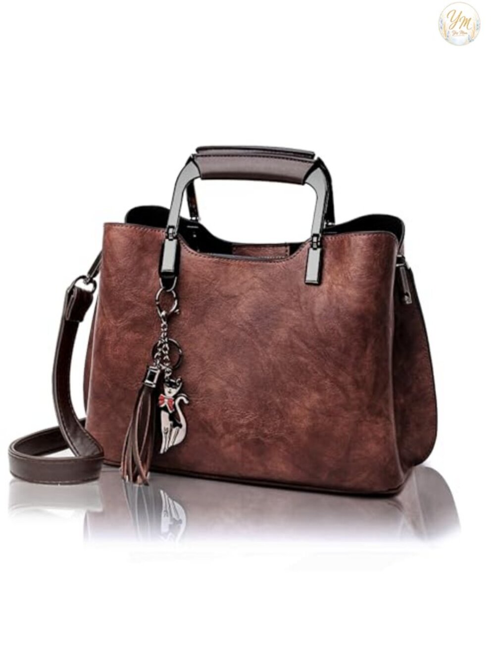 Small Vegan Leather Satchel Top Handle Crossbody Purse